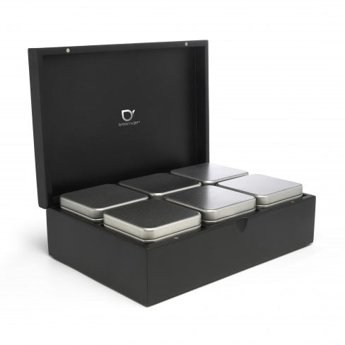 Coffret à thé Bambou contenant 6 boîtes noir